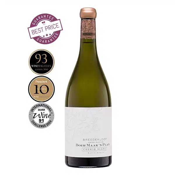 The Drift Estate Heritage Boer Maak ’n Plan Chenin Blanc 2023 – vibrant South African Chenin with citrus, peach, and mineral finesse, available at The Wine Box.