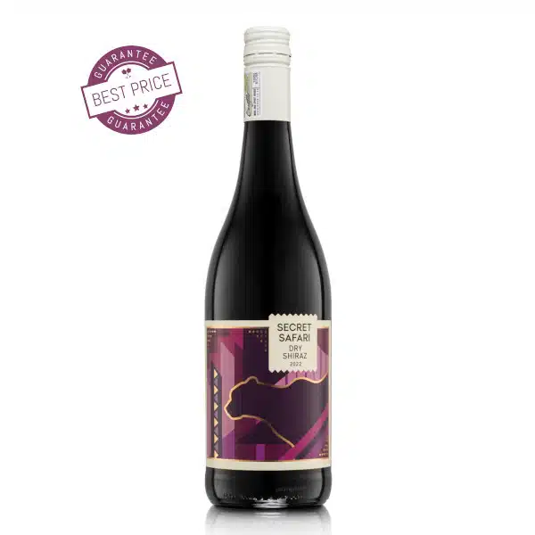 Secret Safari dry Shiraz available at the wine box