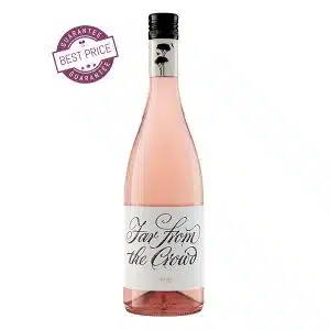 Far From The Crowd Rosé 2024 – pale salmon rosé wine with strawberry, citrus, and mineral notes; crisp and elegant, available at The Wine Box.