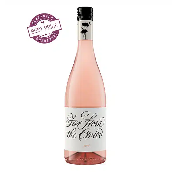 Far From The Crowd Rosé 2024 – pale salmon rosé wine with strawberry, citrus, and mineral notes; crisp and elegant, available at The Wine Box.