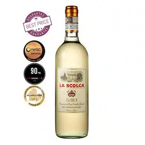 La Scolca Gavi DOCG Etichetta Bianca 2023 – classic Gavi white wine with crisp citrus, floral finesse, and almond notes.