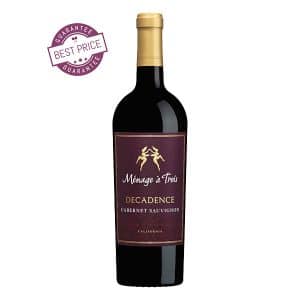 Menage à Trois Decadence Cabernet Sauvignon 2023 – luxurious Californian Cabernet, full-bodied and rich, available at The Wine Box.