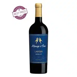 Ménage à Trois Lavish Merlot 2022 – California Merlot with black cherry, mocha, and vanilla notes; silky, rich, and decadently smooth, at The Wine Box.